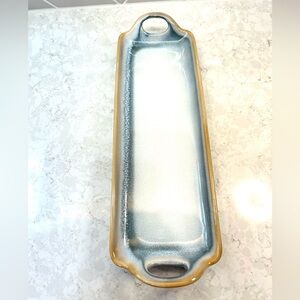Pacifica Home Blue Glazed Ceramic Cheese Tray Charcuterie Board Serving Platter